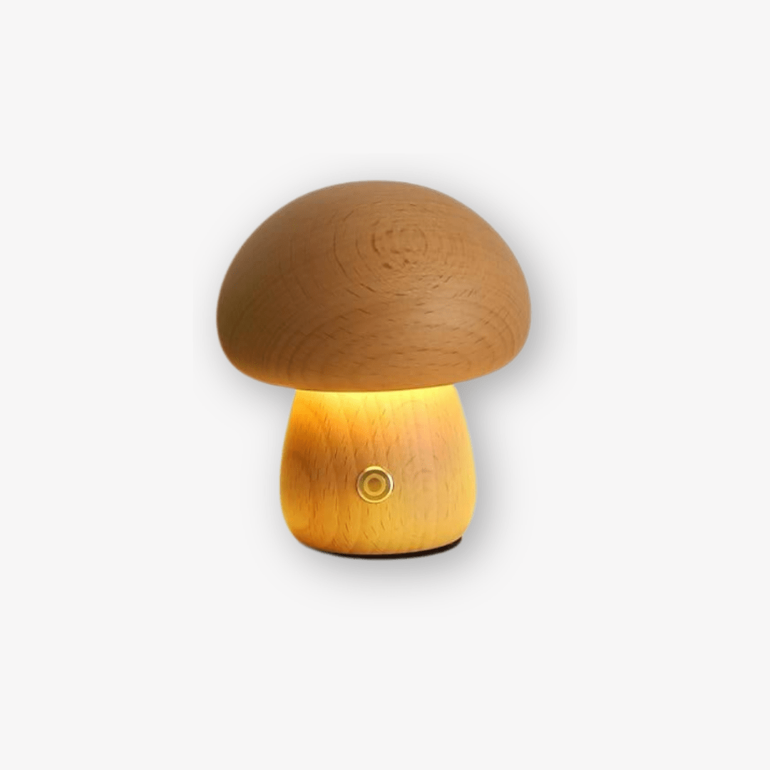 Boreal Mushroom Lamp | Natural Wood, Touch Control Dimming