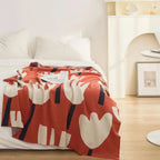 Spring Blossom: Cotton blankets made of cotton with floral knit pattern & breathable quality – for living room & bed