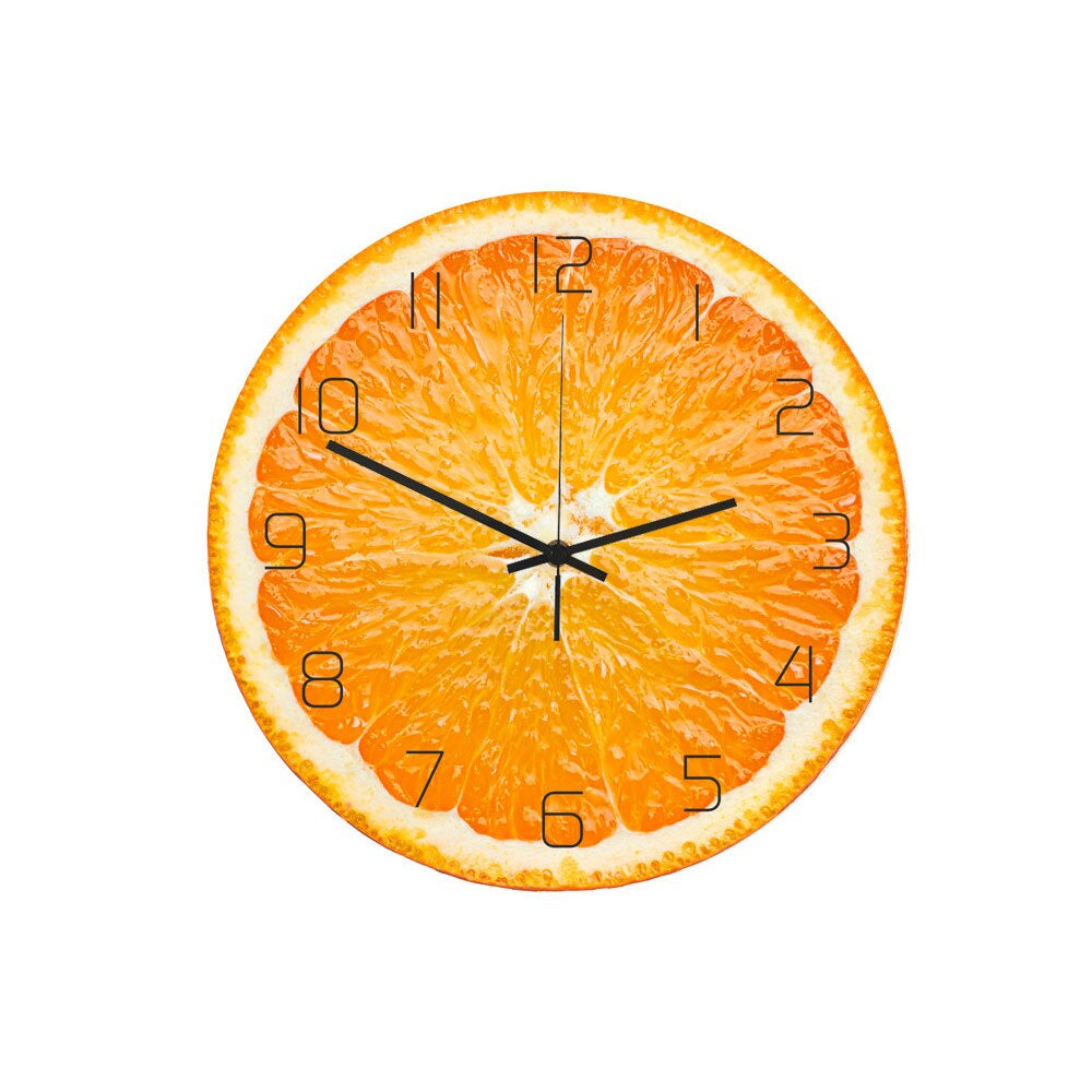 Wall Clock Fruit Theme Analog Display Plastic Glass Indoor Decor