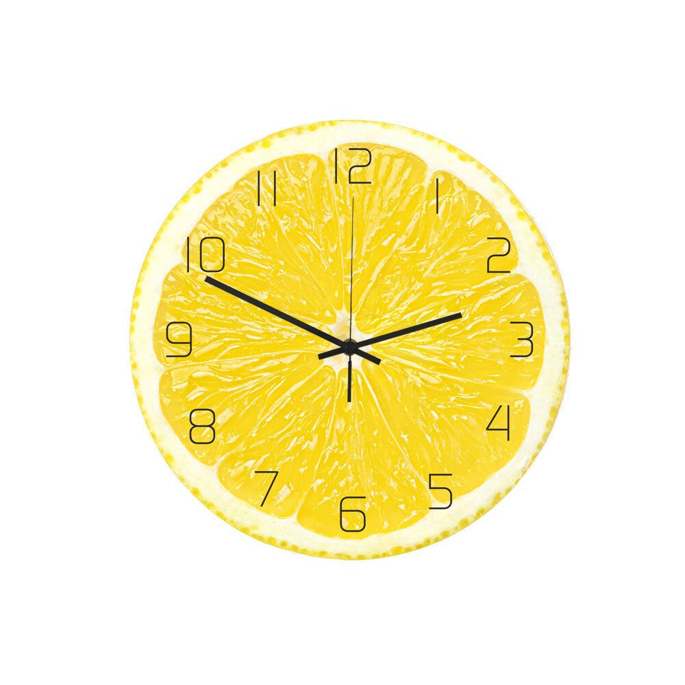 Wall Clock Fruit Theme Analog Display Plastic Glass Indoor Decor