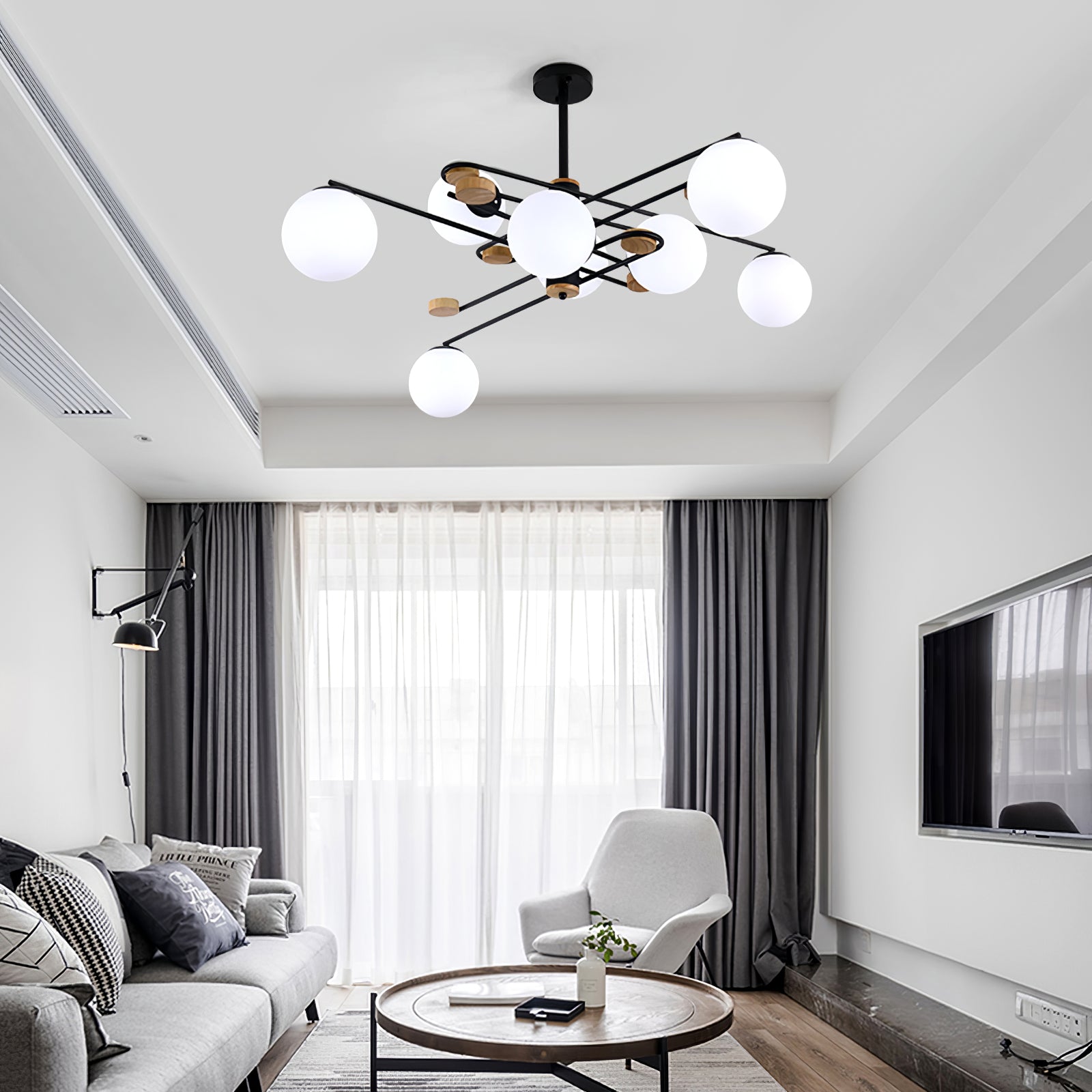 Fulesi Mid-Century Black 6-Light Chandelier