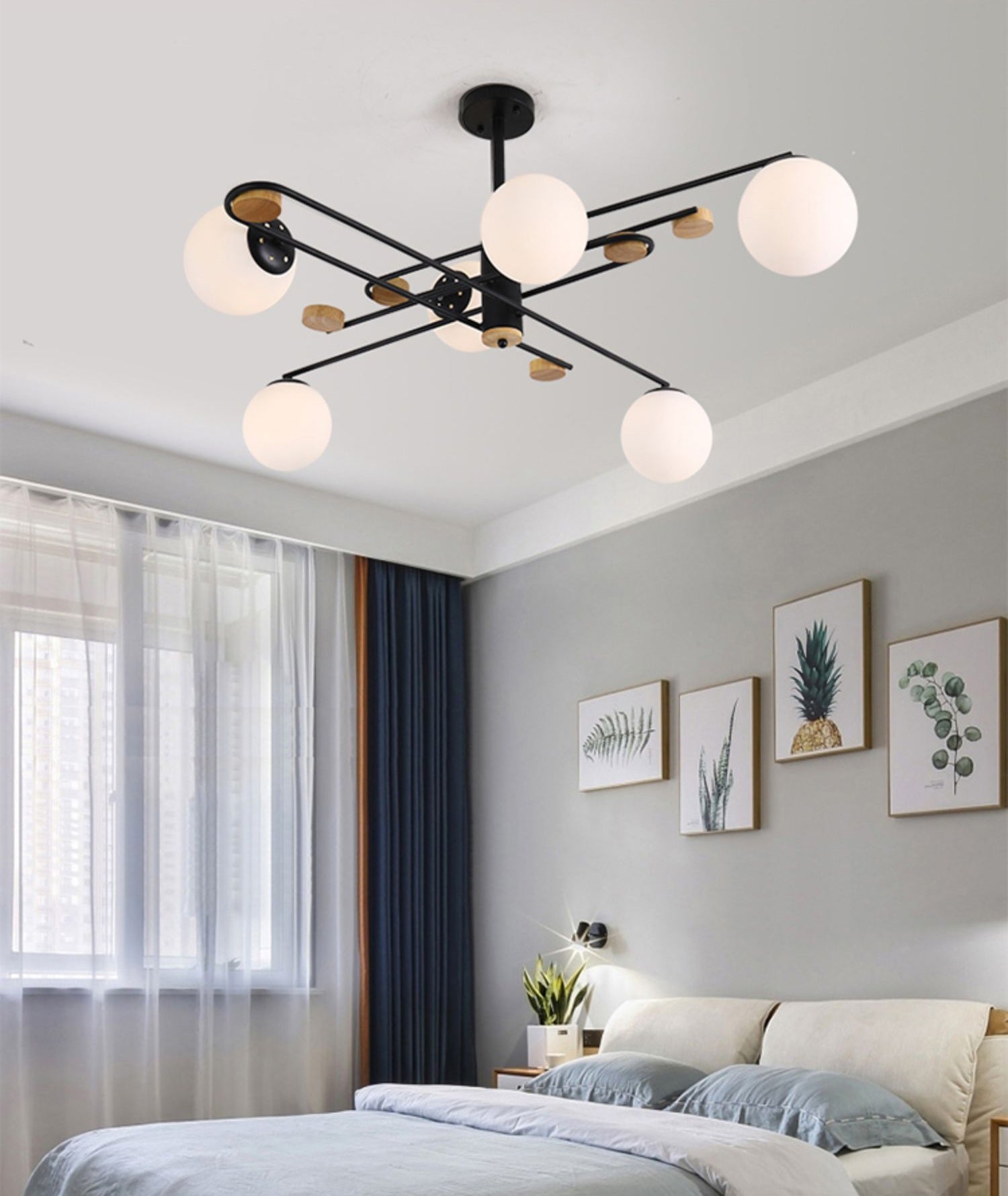 Fulesi Mid-Century Black 6-Light Chandelier