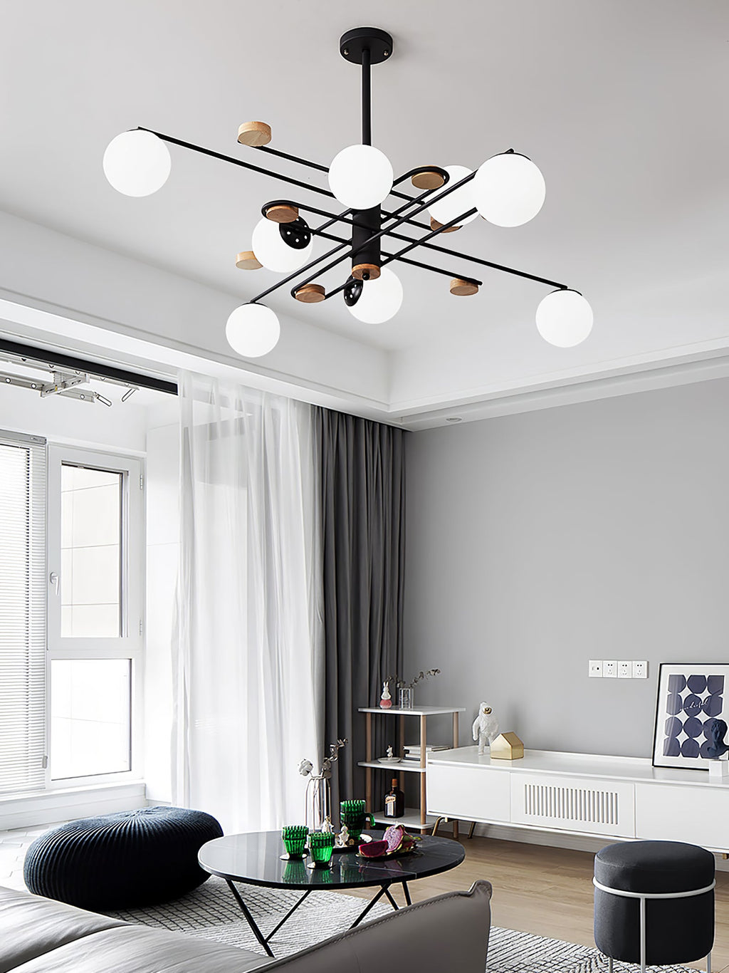 Fulesi Mid-Century Black 6-Light Chandelier