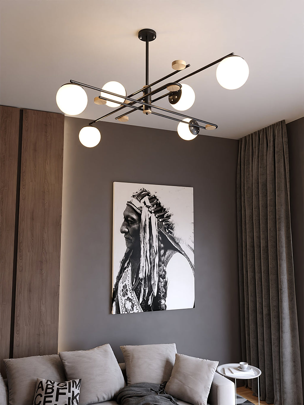 Fulesi Mid-Century Black 6-Light Chandelier