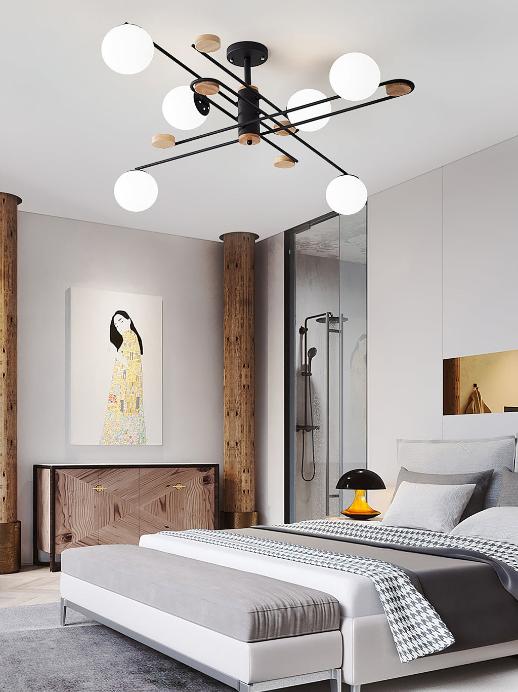 Fulesi Mid-Century Black 6-Light Chandelier