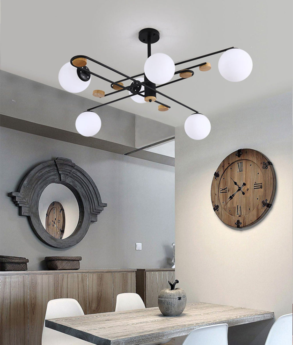Fulesi Mid-Century Black 6-Light Chandelier