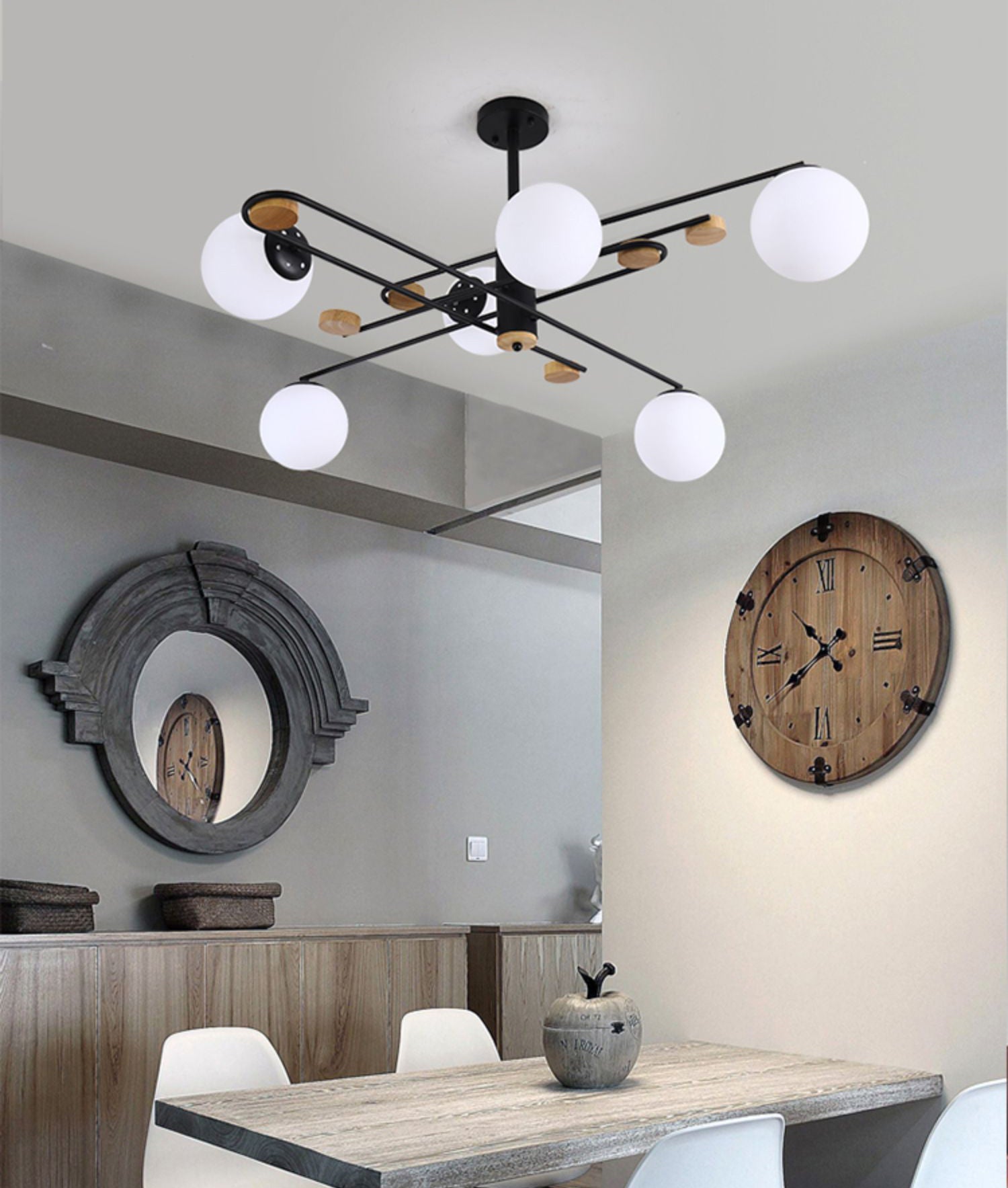 Fulesi Mid-Century Black 6-Light Chandelier