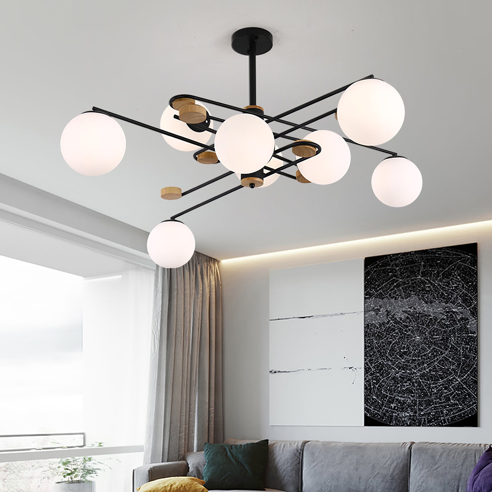 Fulesi Mid-Century Black 6-Light Chandelier
