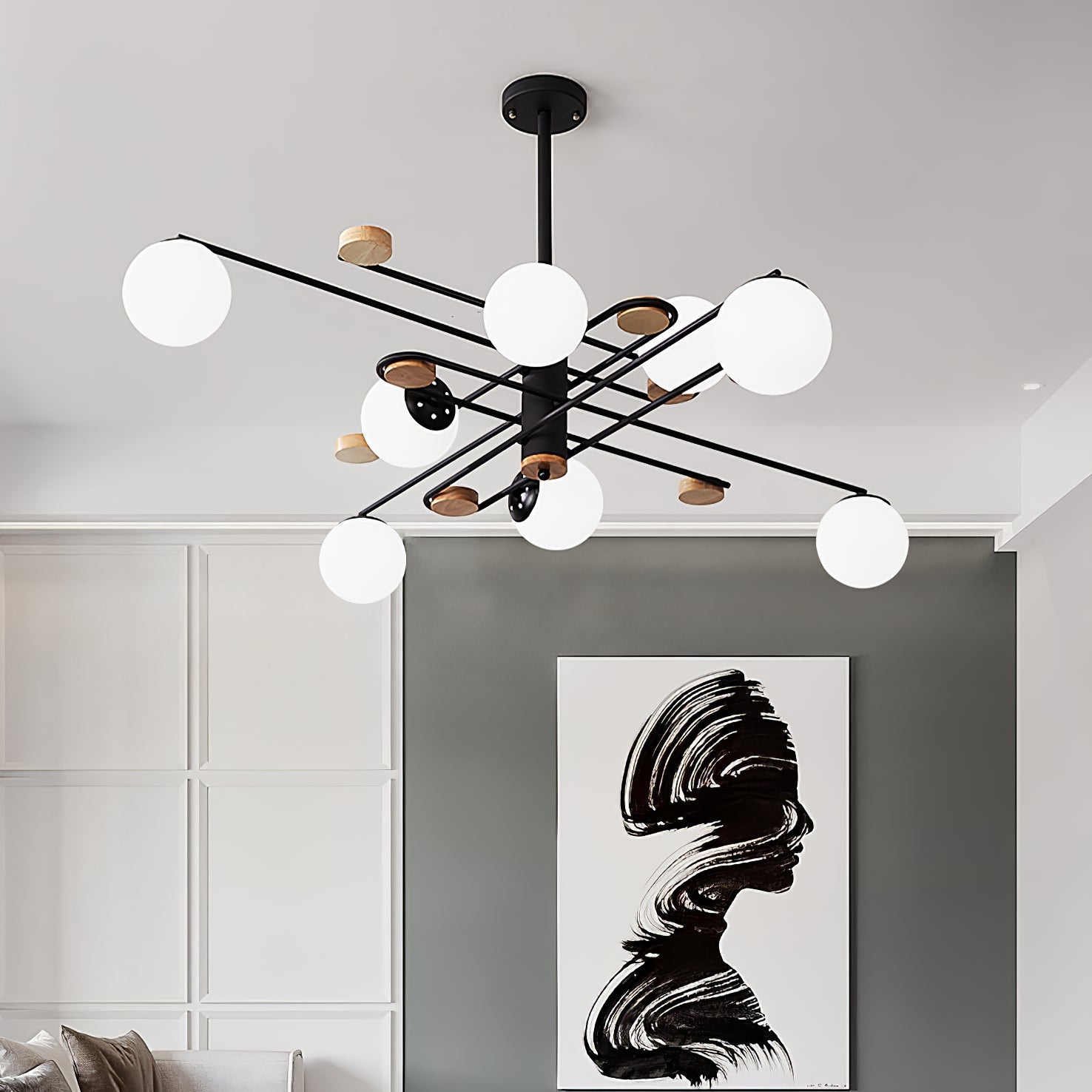 Fulesi Mid-Century Black 6-Light Chandelier