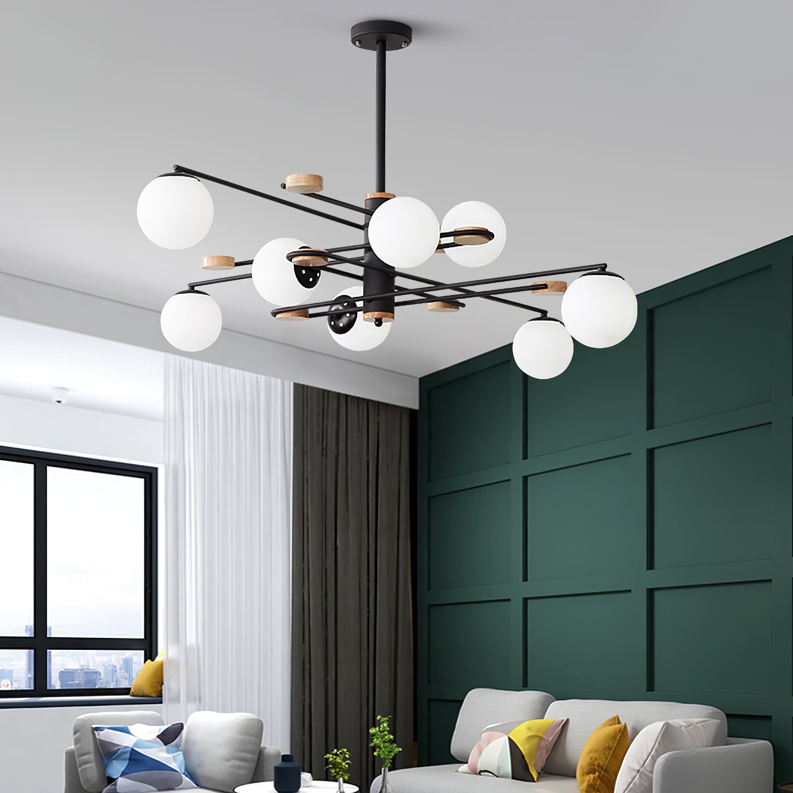 Fulesi Mid-Century Black 6-Light Chandelier