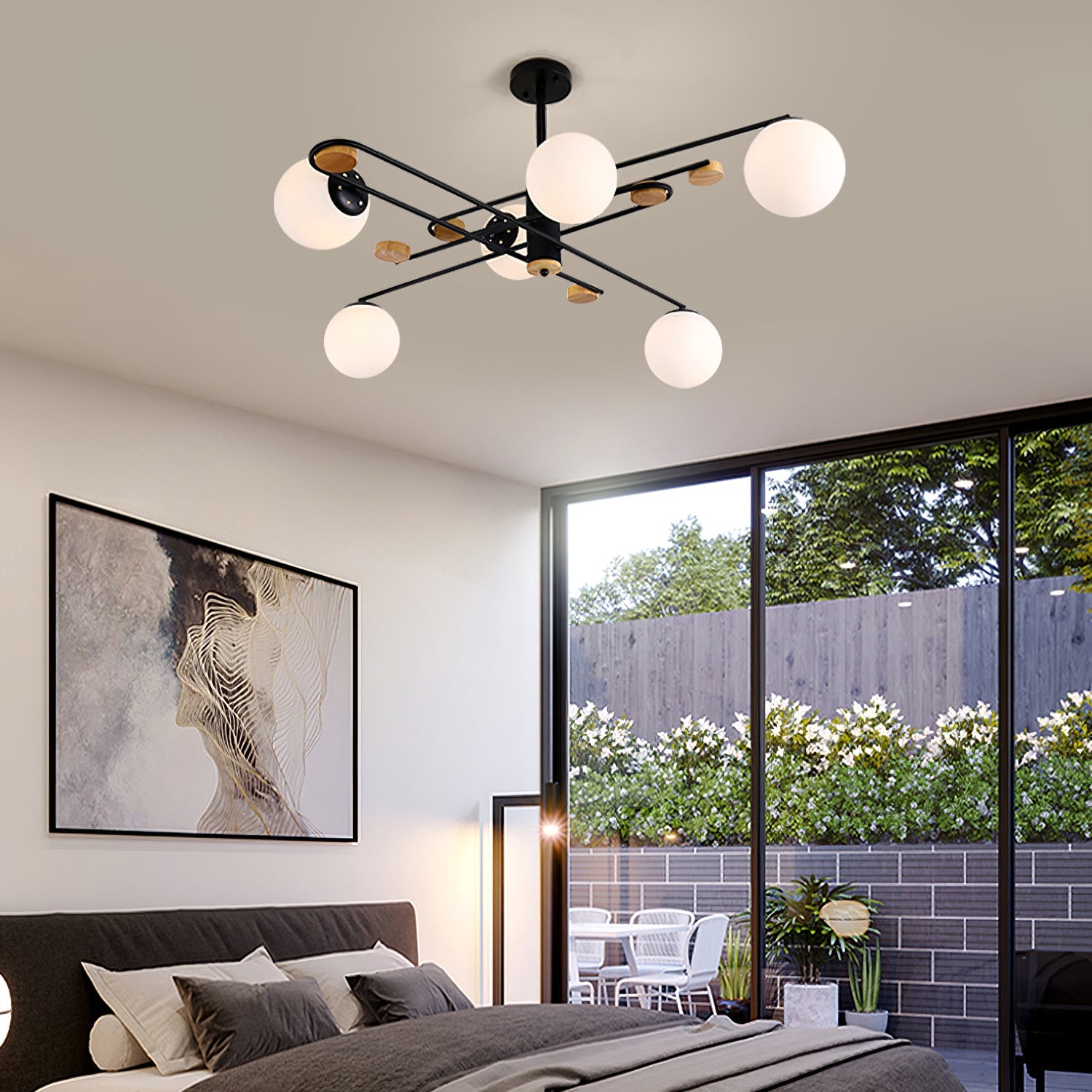 Fulesi Mid-Century Black 6-Light Chandelier