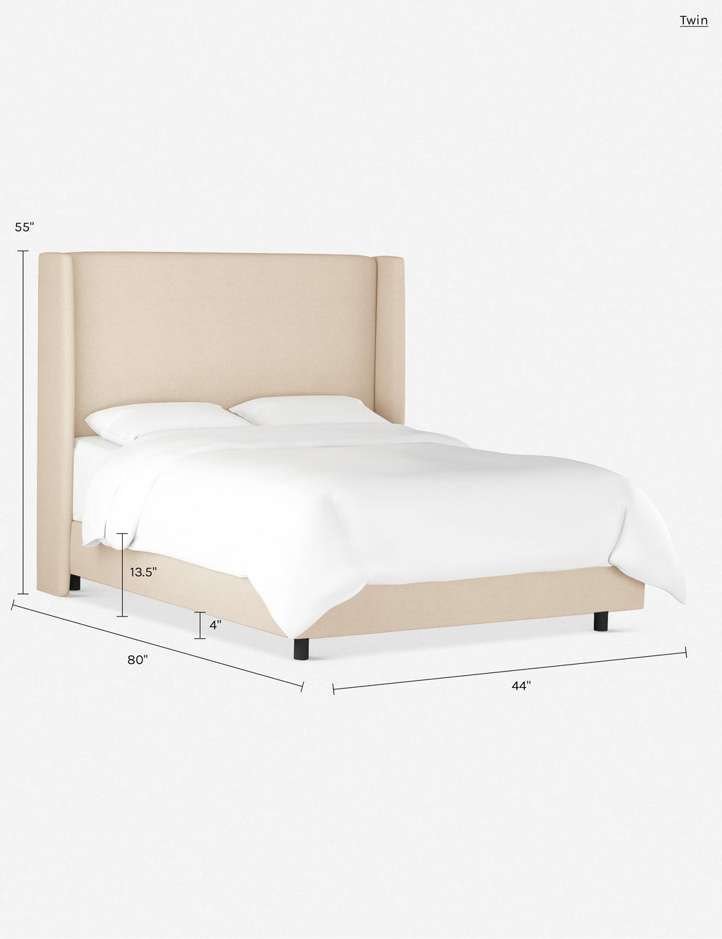 Adara Upholstered Bed | Winged Headboard, Crisp Sophistication