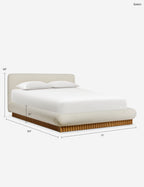 Bello Bed Frame | Plush Bouclé Upholstery, Rippled Wooden Base