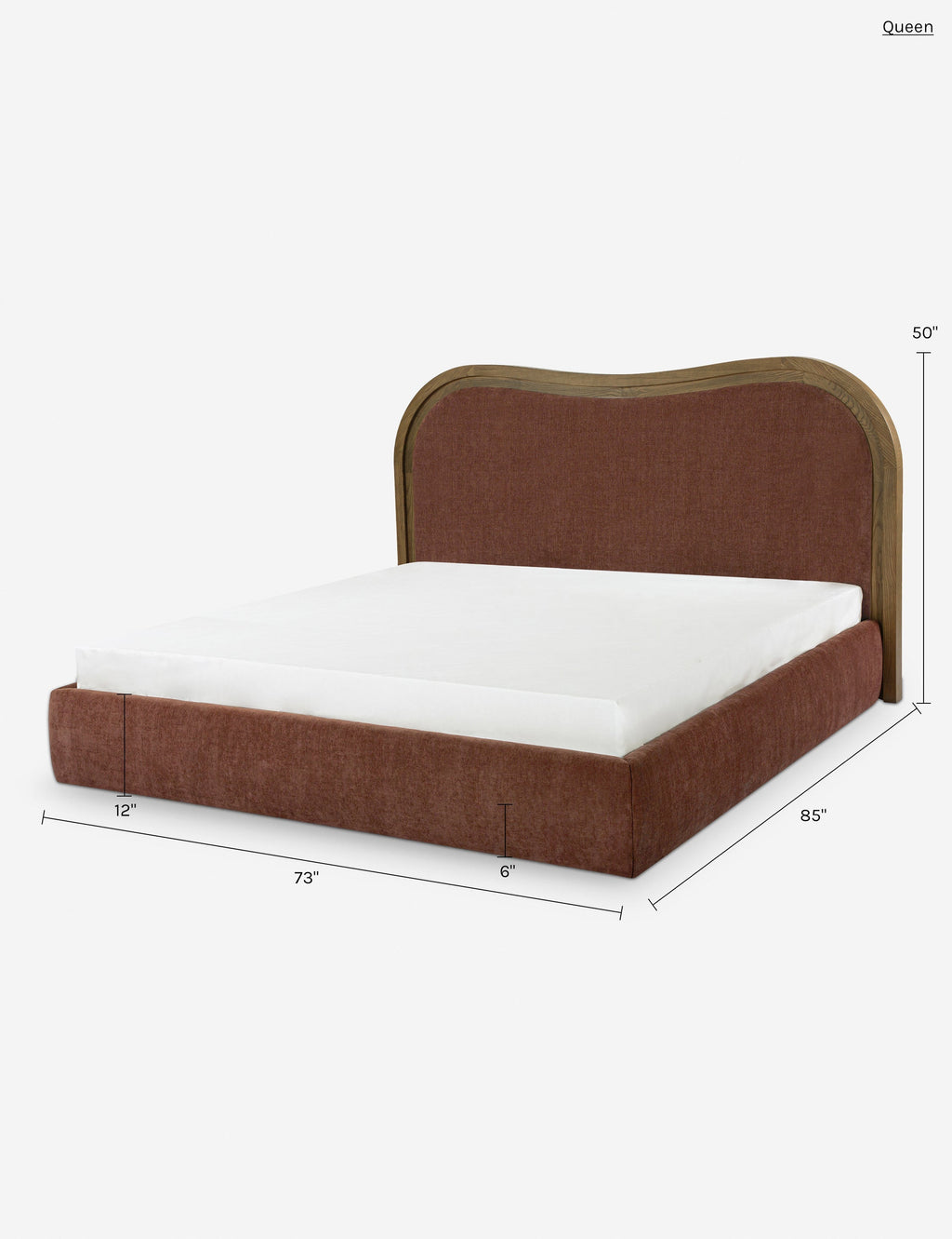 Gavril Platform Bed | Solid Ash Border, Upholstered Headboard