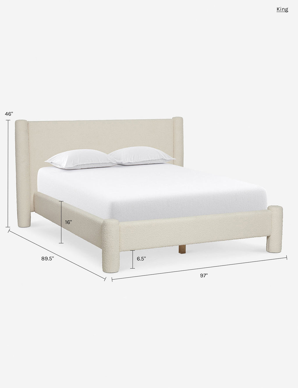 Bello Bed | Oversized Headboard, Fully-Upholstered Frame