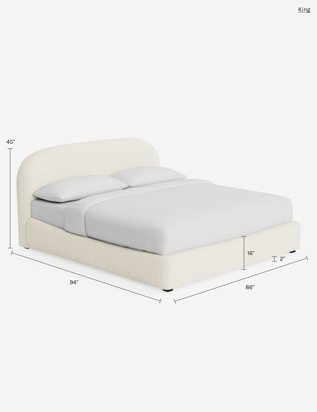 Nexa Platform Bed | Soft Upholstery, Sculpted Headboard