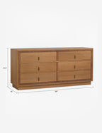 Bela 6-Drawer Dresser | Inlaid Wood Accents, Vintage Metal Pulls