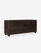 Bello Dresser | Burl & Brass Finish, Six Spacious Drawers