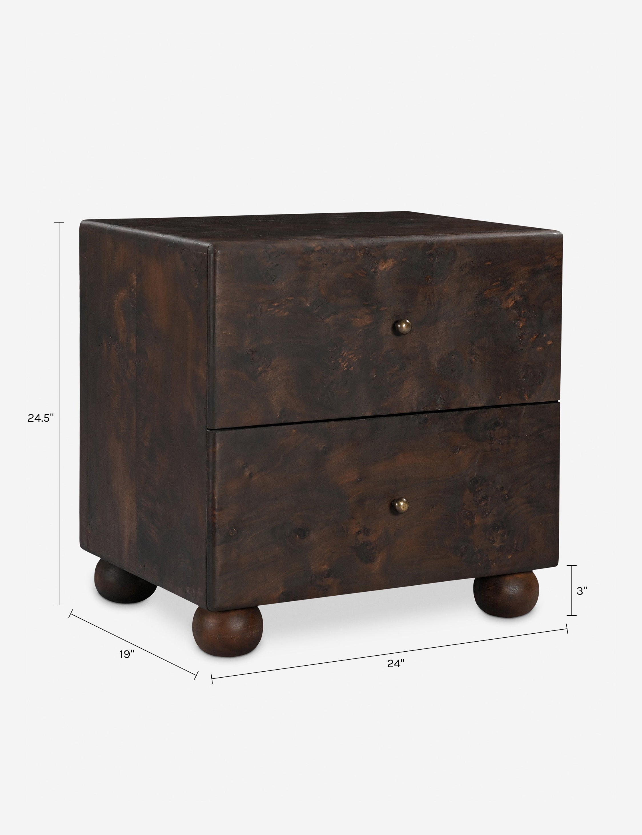 Briar Nightstand | Burl and Brass, Two Spacious Drawers