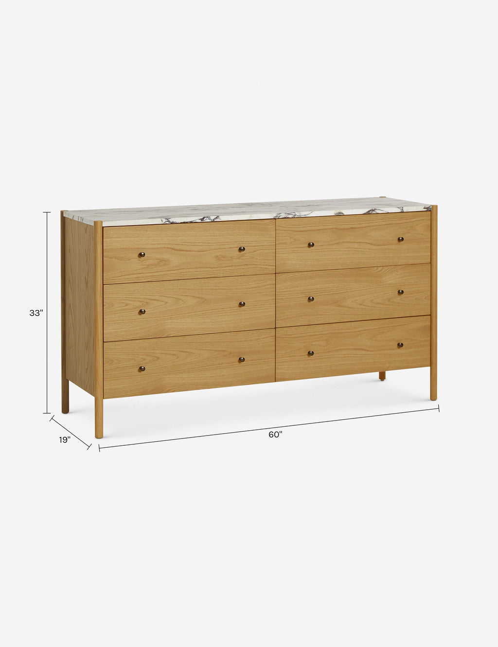 Pinnacle Dresser | Natural Wood Frame, Luxe Marble Top