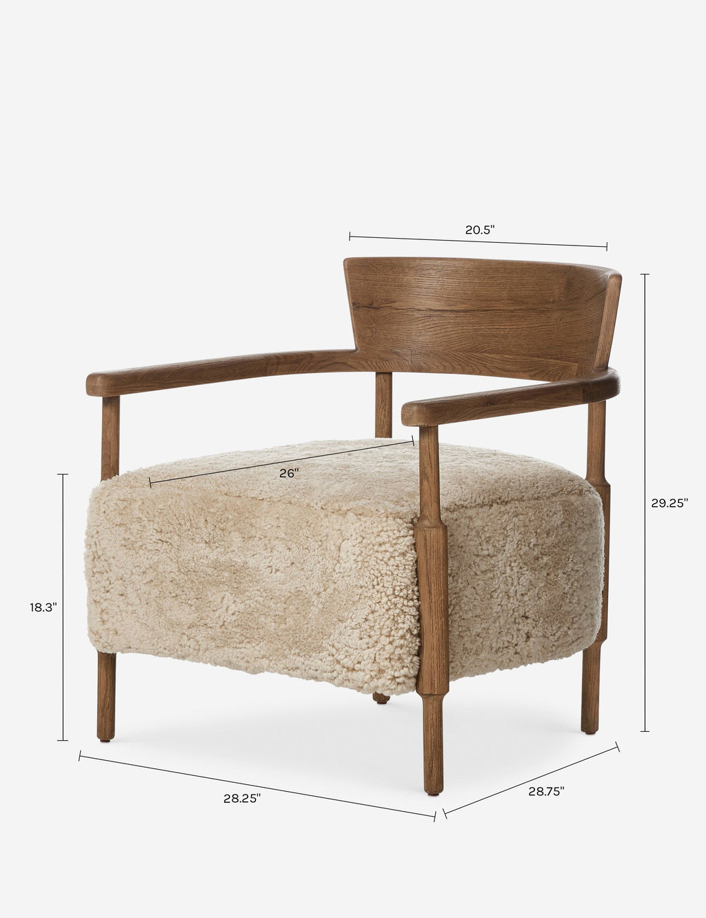Bela Accent Chair | Solid Oak Frame, Natural Shearling Upholstery