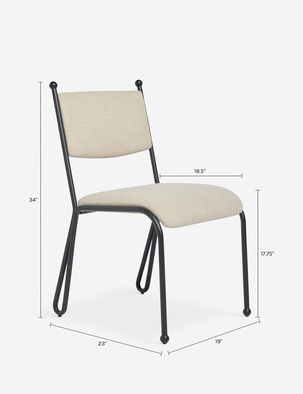 Fina Dining Chair | Curved Metal Frame, Upholstered Seat