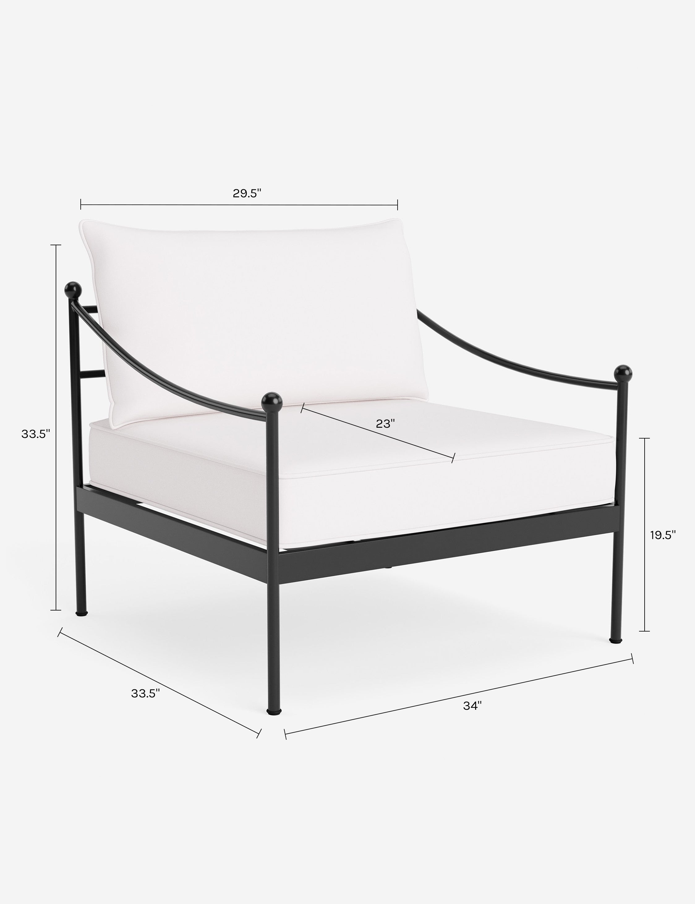 Lira Outdoor Accent Chair | Black Metal Frame, Chic Cushions
