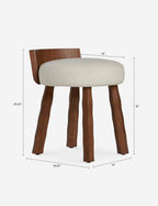 Briar Stool | Round Cushioned Seat, Solid Wood Legs