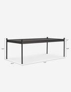 Luna Outdoor Coffee Table | Black Metal Frame, Slatted Top