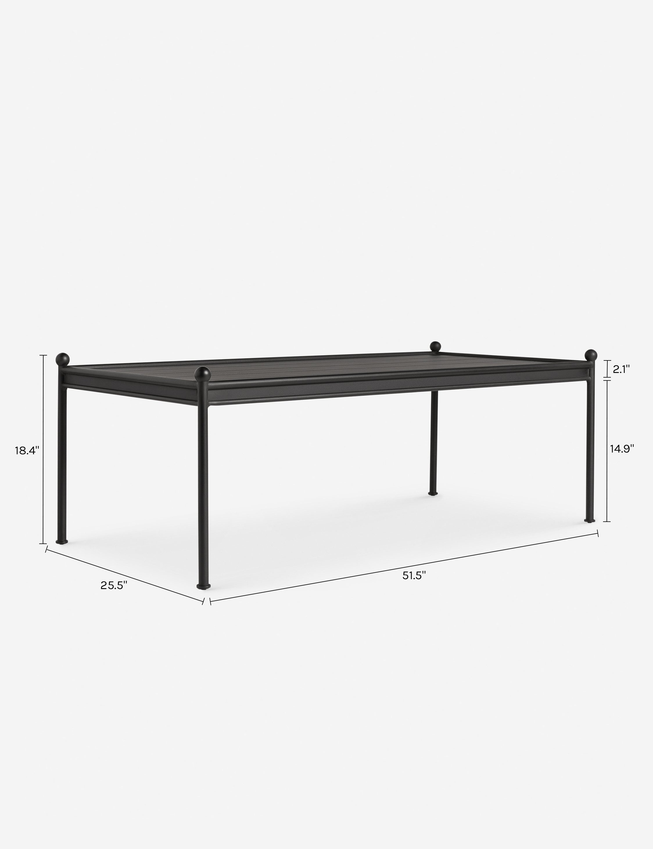 Luna Outdoor Coffee Table | Black Metal Frame, Slatted Top