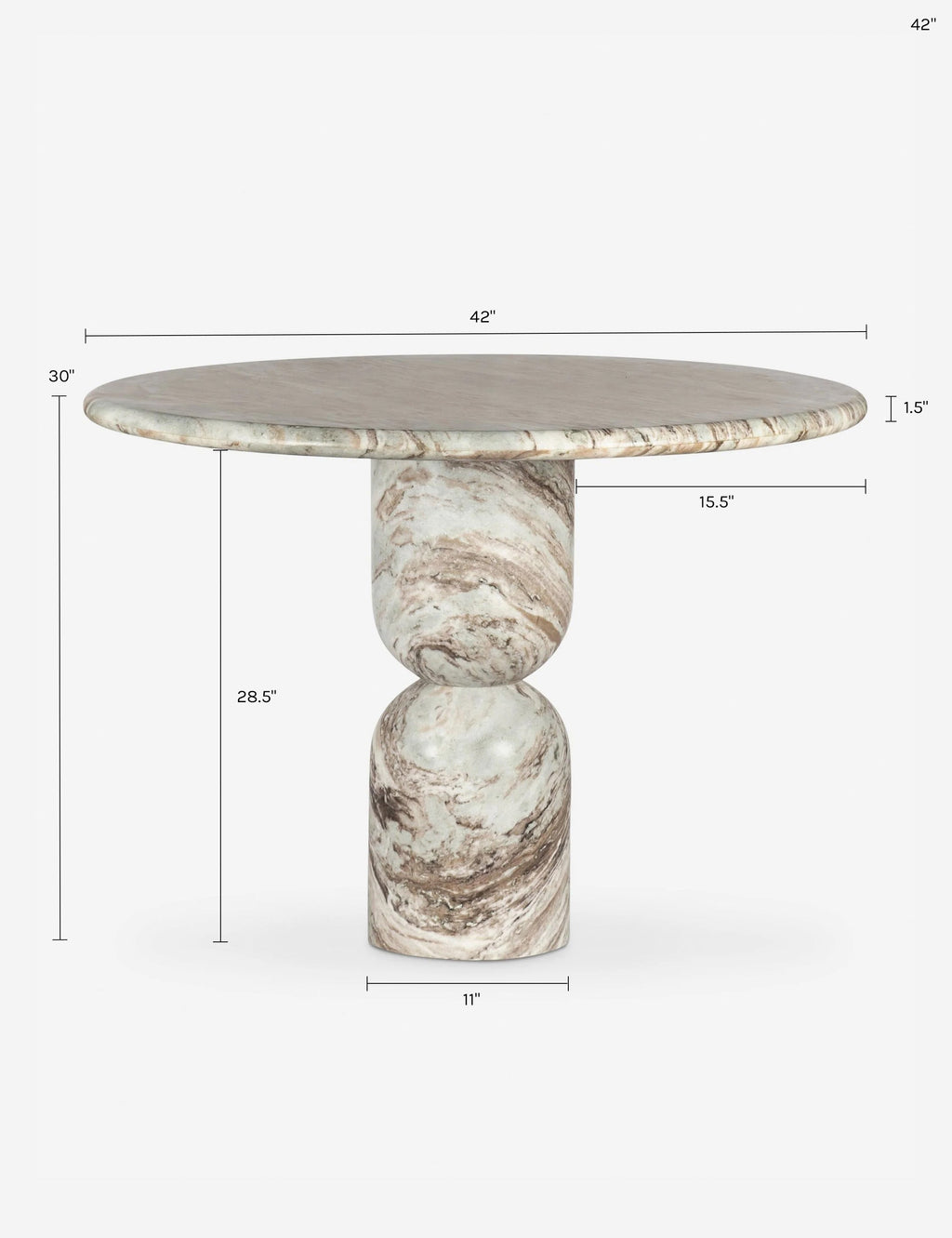 Fino Round Dining Table | Sculpted Pedestal, Elegant Curves