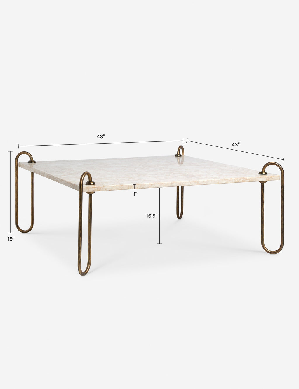 Kona Coffee Table | Ivory Marble Top, Bronze-Plated Legs