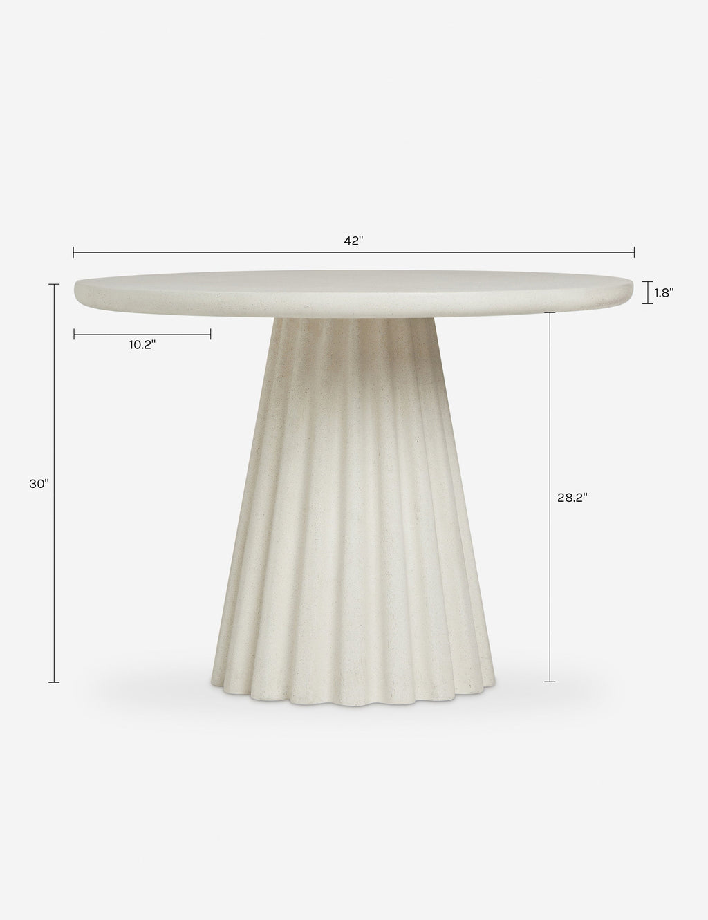 Luno Round Dining Table | Durable Concrete, Fluted Pedestal Base