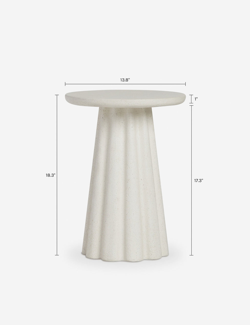 Luna Round Side Table | Durable Concrete, Fluted Base