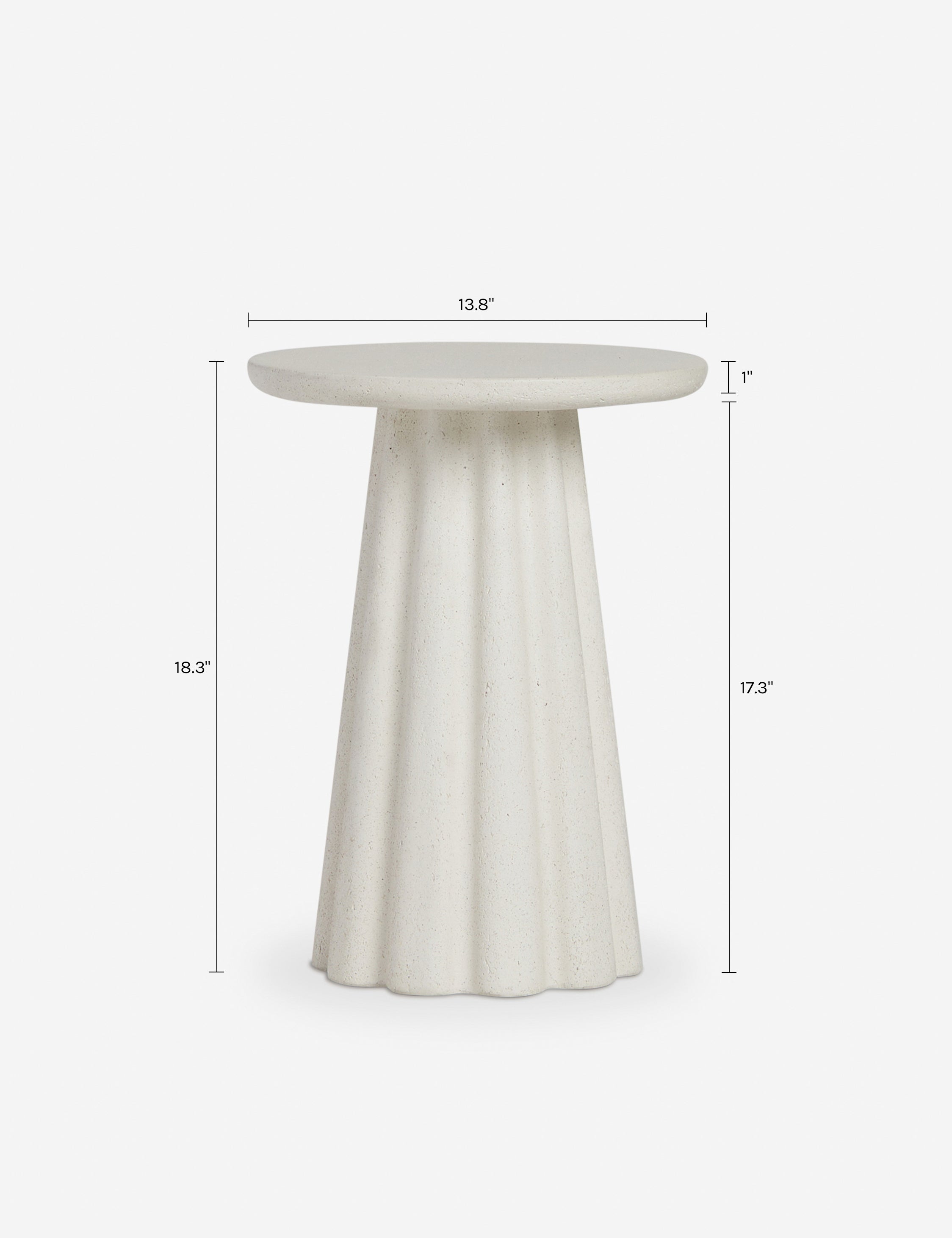 Luna Round Side Table | Durable Concrete, Fluted Base