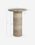 Mira Drink Table | Travertine-Like Finish, Indoor/Outdoor Use