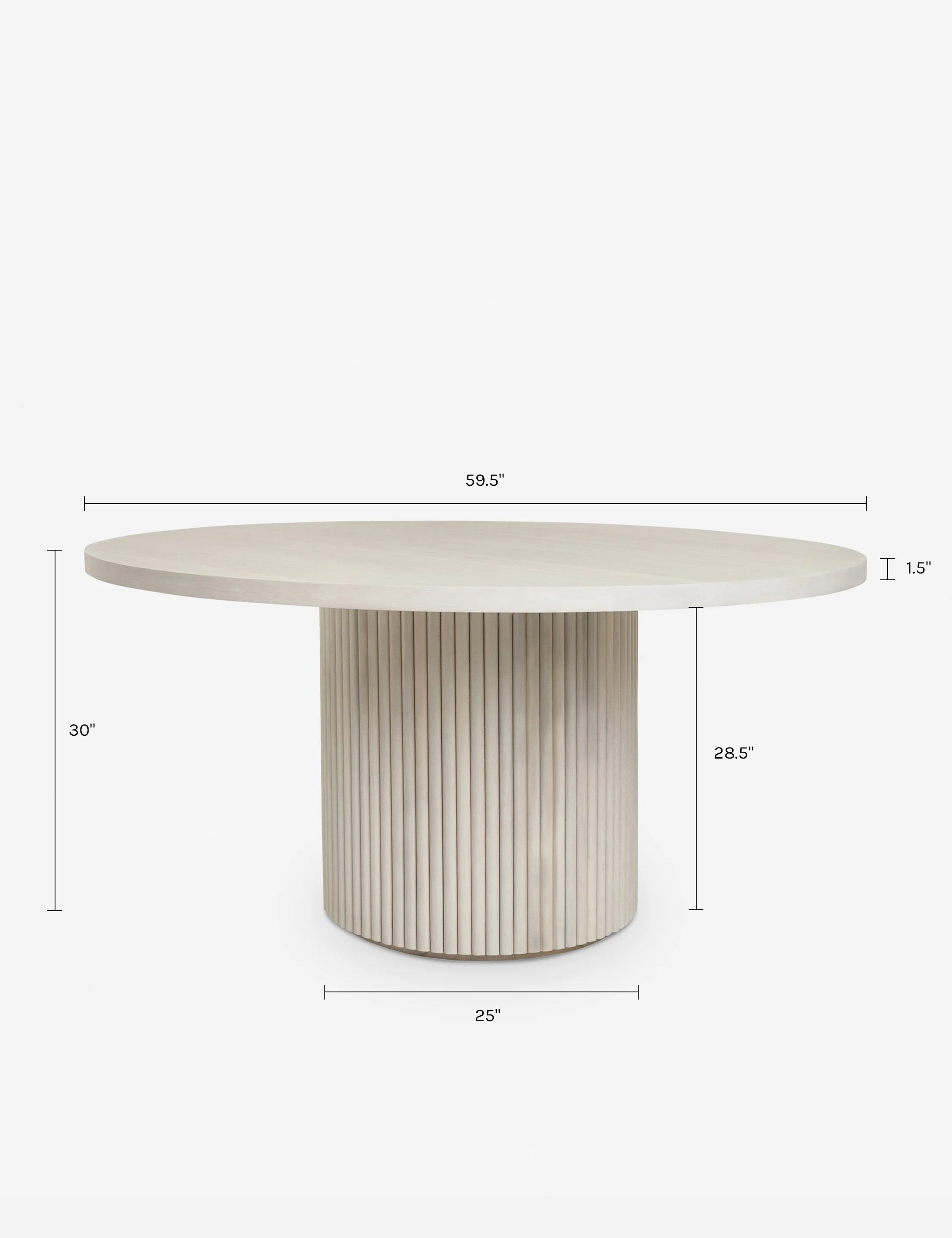 Riviera Round Dining Table | Fluted Base, Solid Wood