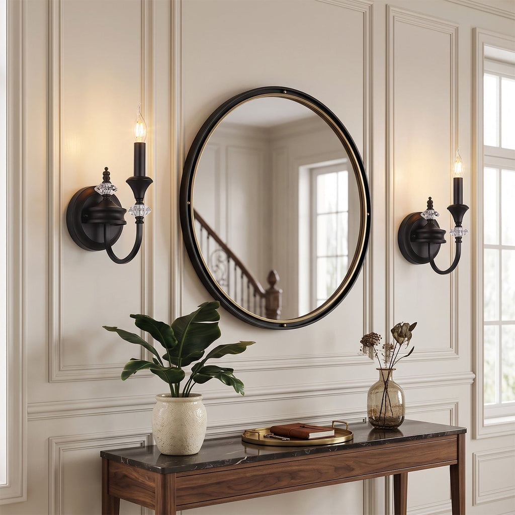 Gabriel Crystal and Iron Candelabra Wall Sconce