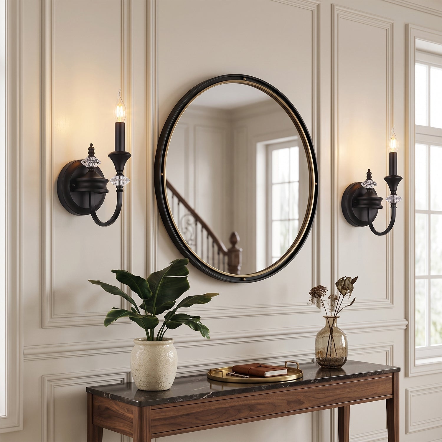Gabriel Crystal and Iron Candelabra Wall Sconce