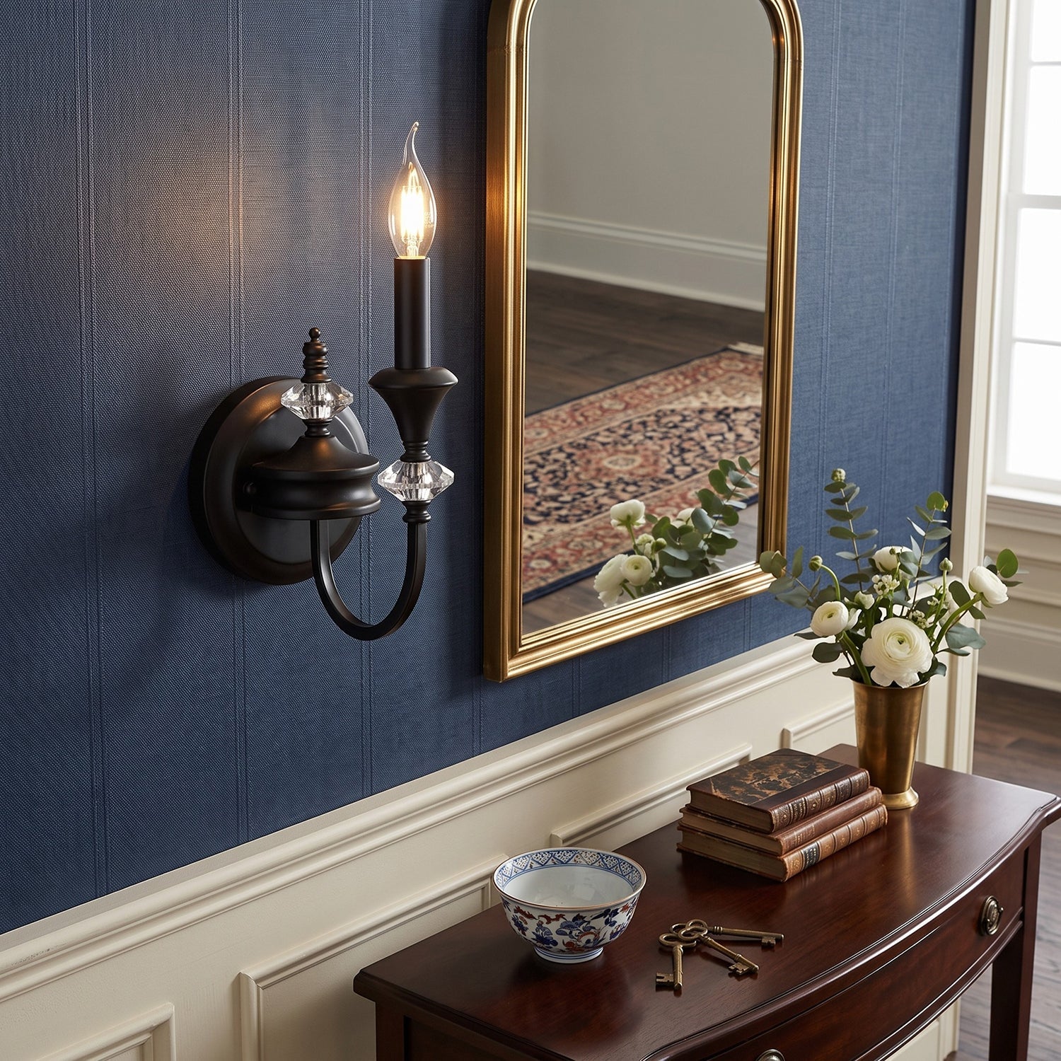 Gabriel Crystal and Iron Candelabra Wall Sconce