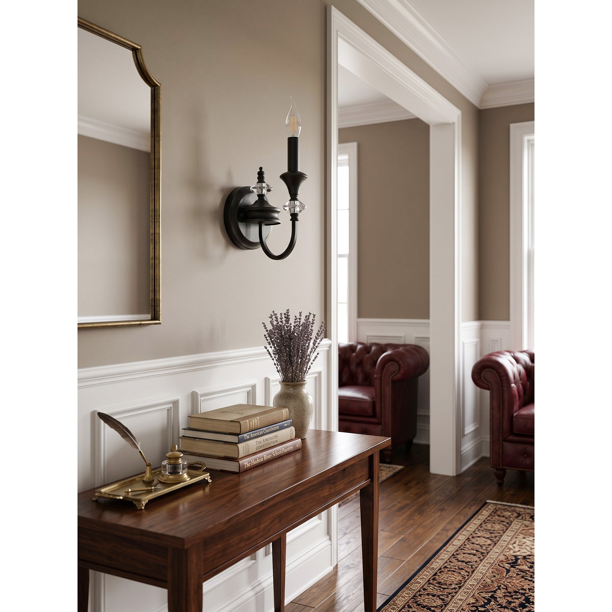 Gabriel Crystal and Iron Candelabra Wall Sconce