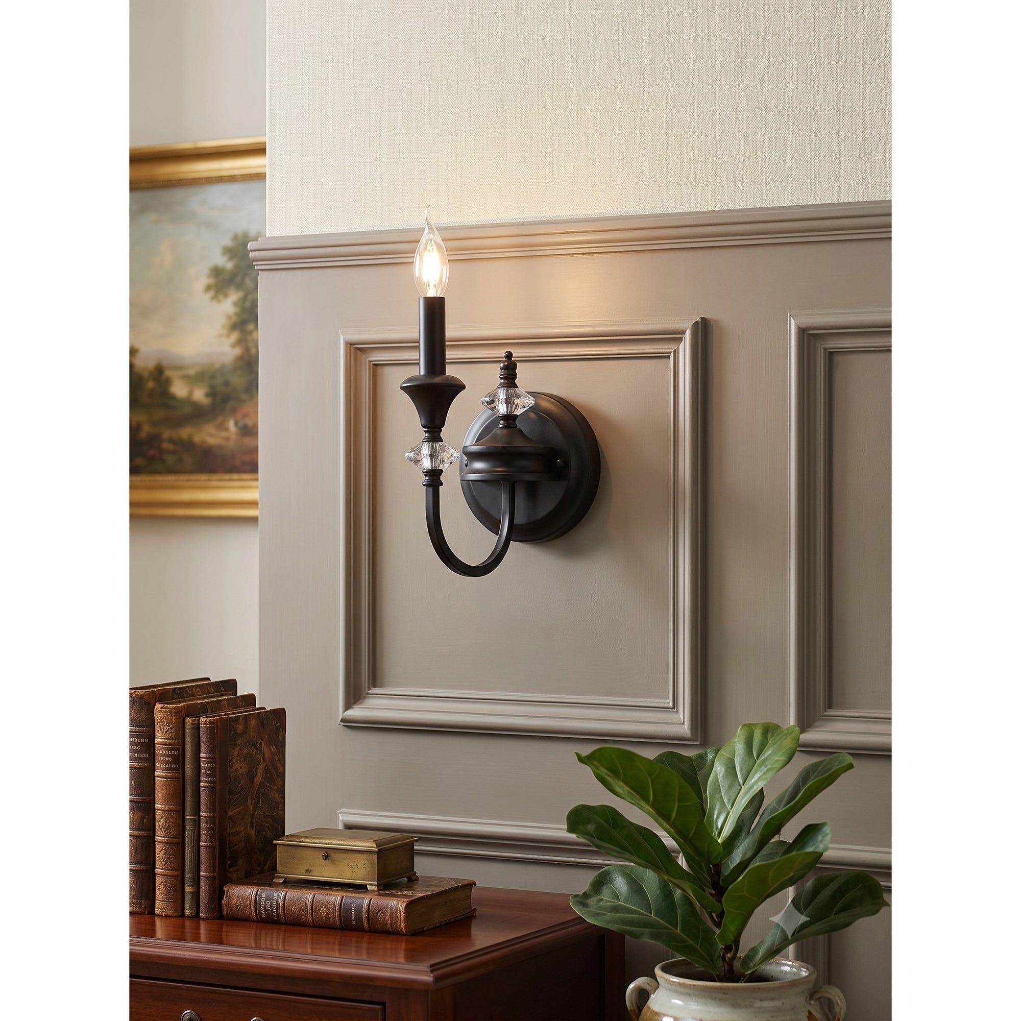 Gabriel Crystal and Iron Candelabra Wall Sconce