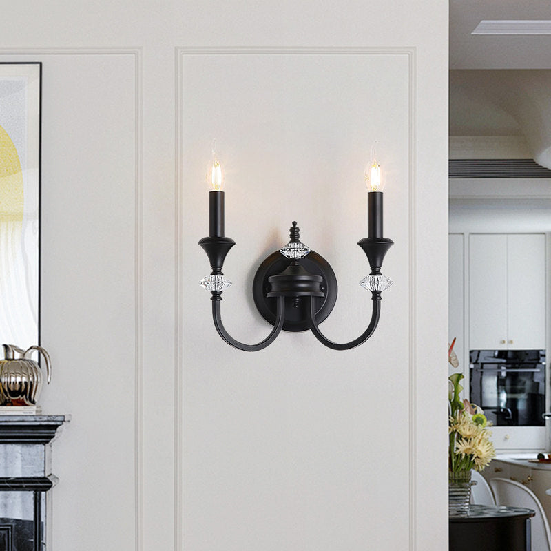 Gabriel Crystal and Iron Candelabra Wall Sconce
