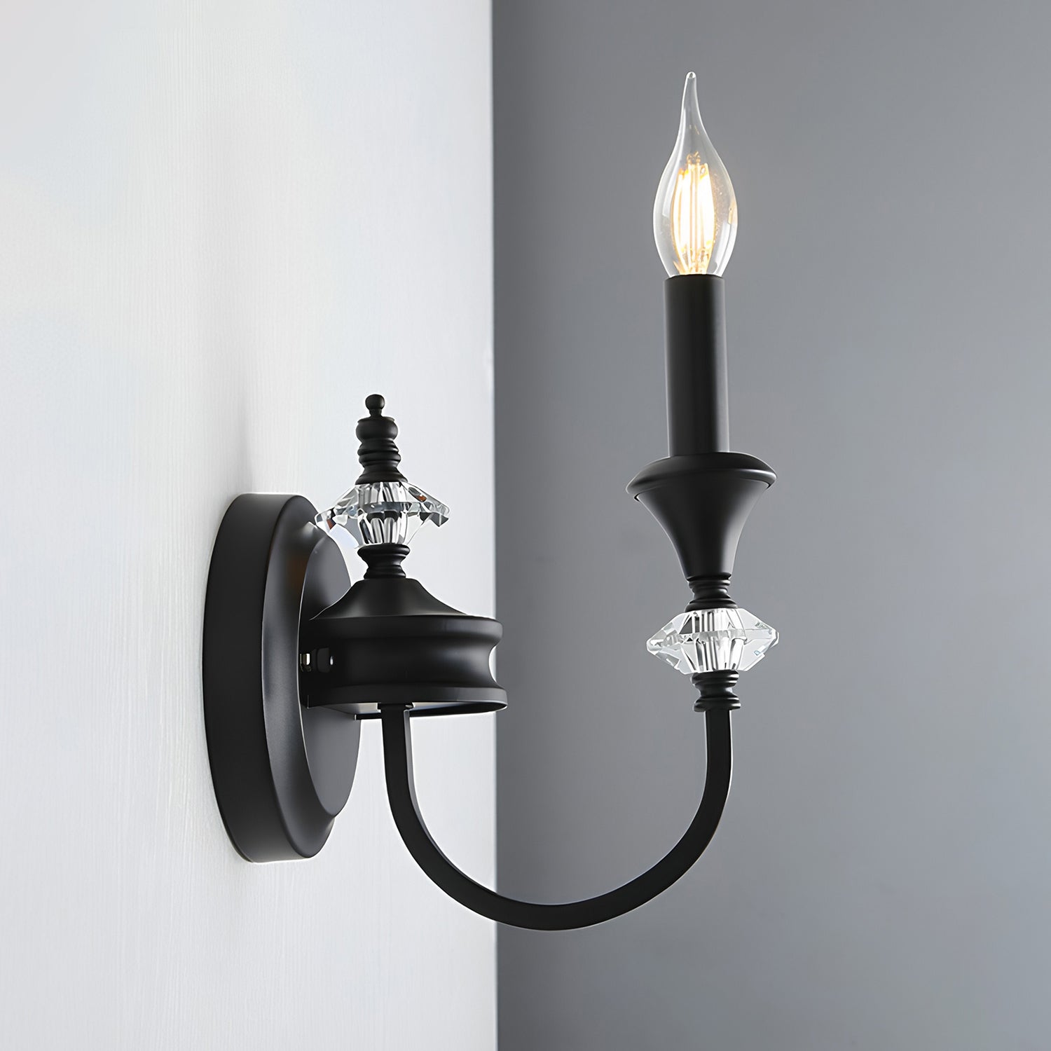 Gabriel Crystal and Iron Candelabra Wall Sconce