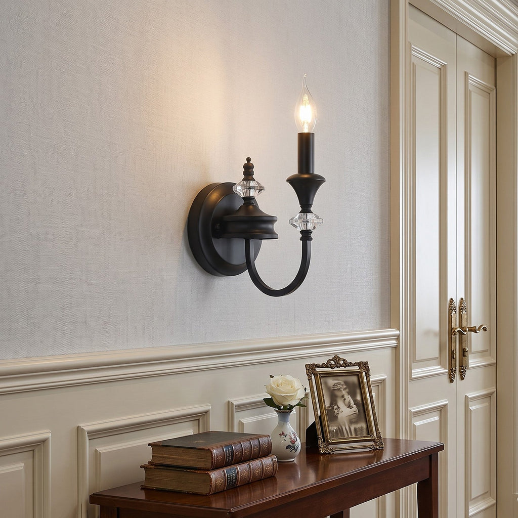 Gabriel Crystal and Iron Candelabra Wall Sconce