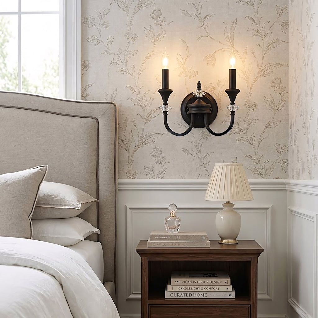 Gabriel Crystal and Iron Candelabra Wall Sconce