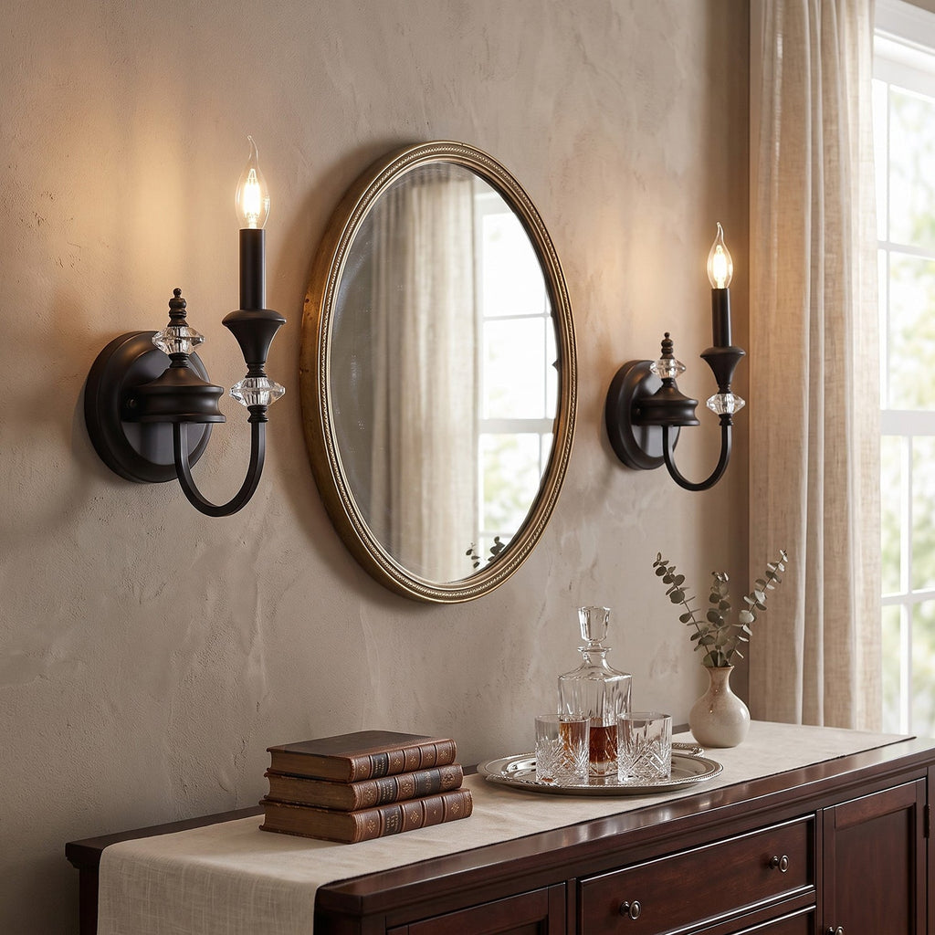 Gabriel Crystal and Iron Candelabra Wall Sconce