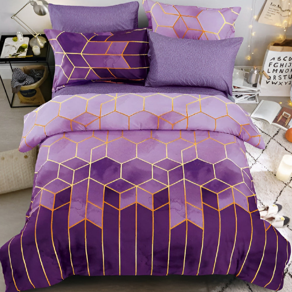 GalaxisLux: Stylish Duvet Cover Set – Easy Care, Comfortable & Durable with Golden Cosmic Design for Double Bed