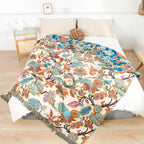 Garden Loom: Floral Cotton Blanket with Decorative Pattern & Easy-Care Material – for Bed & Couch