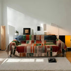 GeoHaven: Sofa Cover in Geometric Boho Design Made of Soft Microfiber – for Sofa & Lounge
